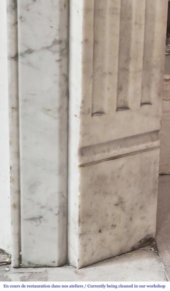 Louis XVI-style fireplace in Carrara marble Louis XVI-style fireplace in Carrara marble-7