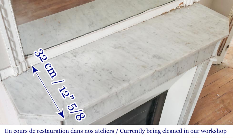 Louis XVI-style fireplace in Carrara marble Louis XVI-style fireplace in Carrara marble-9