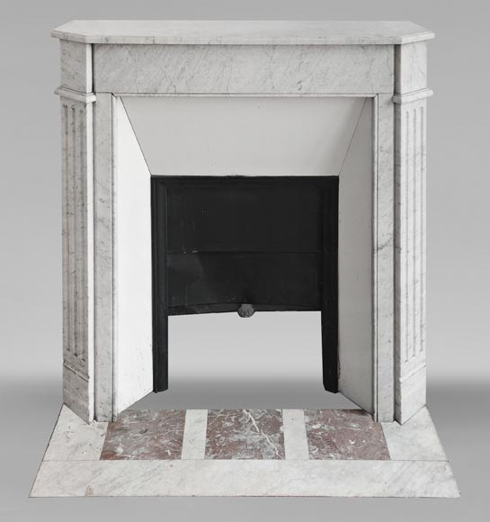 Louis XVI-style fireplace in Carrara marble-0