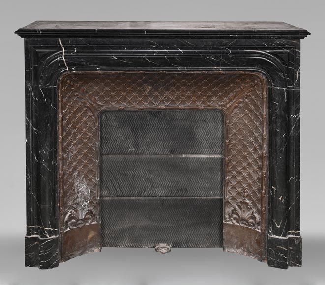 Louis XIV-style fireplace in black Marquina marble Louis XIV-style fireplace in black Marquina marble-0