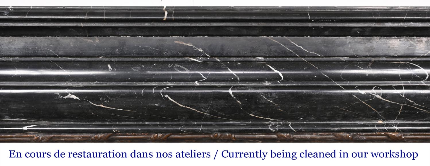 Louis XIV-style fireplace in black Marquina marble Louis XIV-style fireplace in black Marquina marble-1
