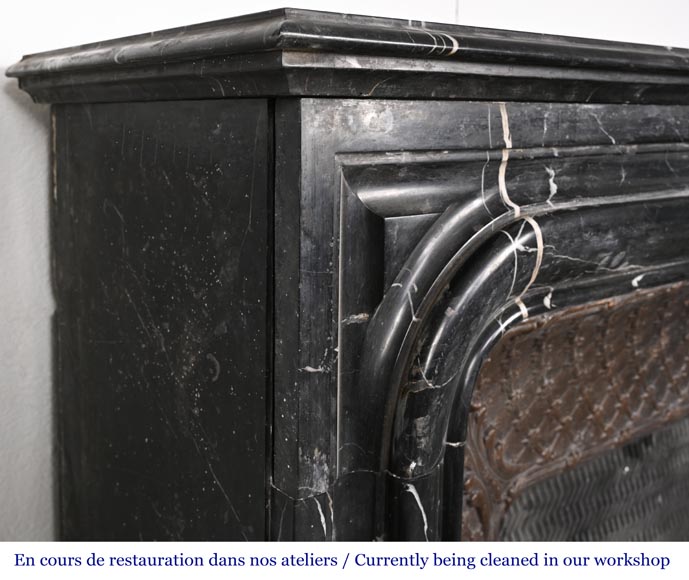 Louis XIV-style fireplace in black Marquina marble Louis XIV-style fireplace in black Marquina marble-3