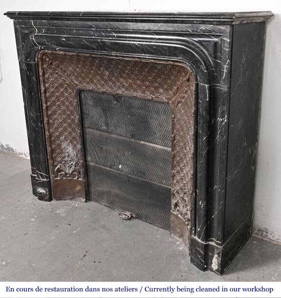 Louis XIV-style fireplace in black Marquina marble Louis XIV-style fireplace in black Marquina marble-5