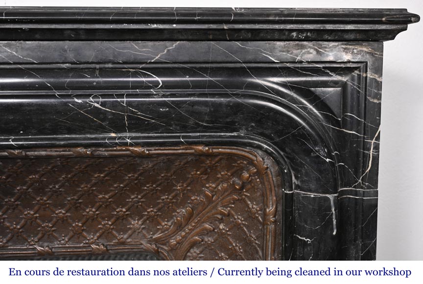 Louis XIV-style fireplace in black Marquina marble Louis XIV-style fireplace in black Marquina marble-6
