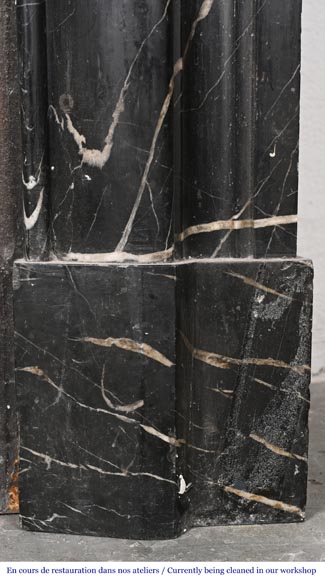 Louis XIV-style fireplace in black Marquina marble Louis XIV-style fireplace in black Marquina marble-7