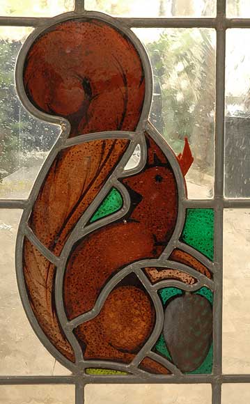 Stained glass with squirels-6