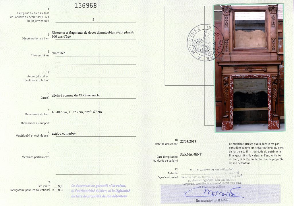 Export certificate