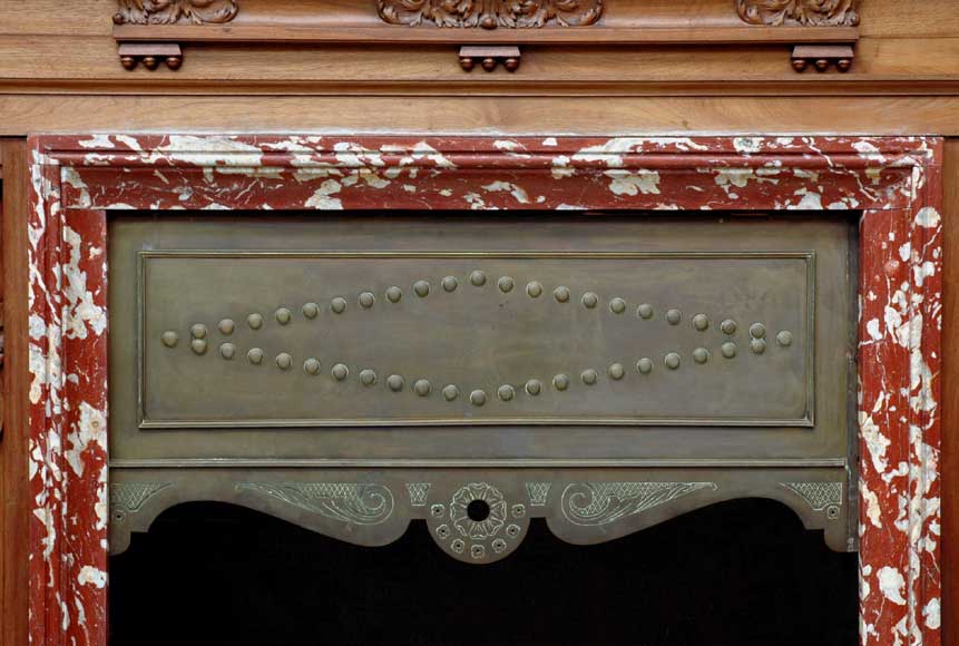 Mahogany fireplace mantel and trumeau-6