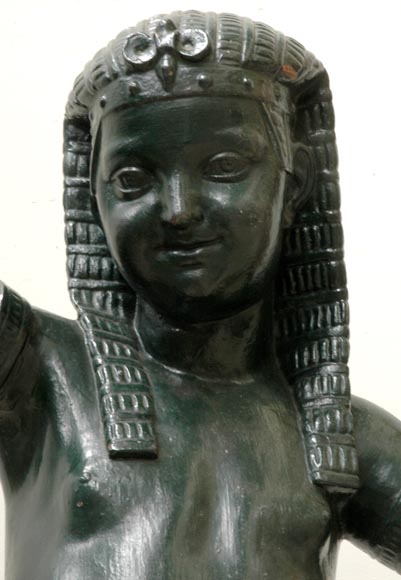 Cast iron Egytian girl torchere lamp-1