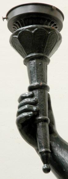 Cast iron Egytian girl torchere lamp-3