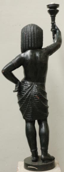 Cast iron Egytian girl torchere lamp-9