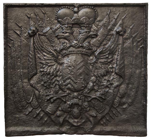 Cast iron fire back with Two Headed Eagle-0