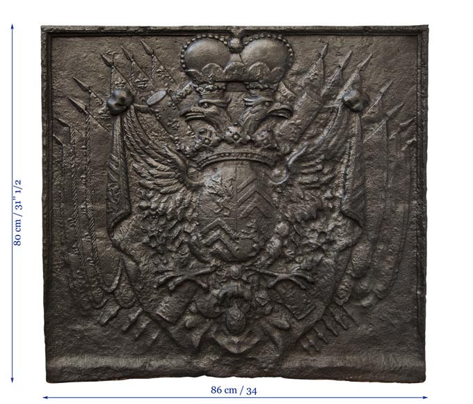 Cast iron fire back with Two Headed Eagle-8