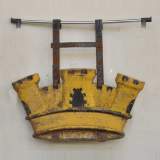 Antique cast iron sign in shape of a castle  from the 19th century