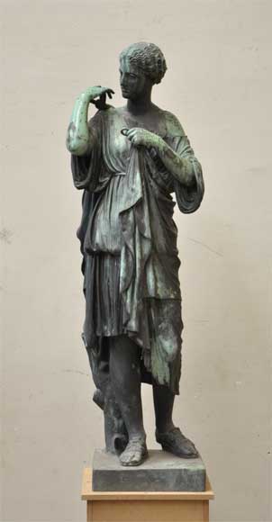"Diane of Gabies", bronze statue by Elkington, Mason and Cie, dated from 1854