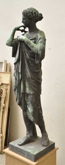 "Diane of Gabies", bronze statue by Elkington, Mason and Cie, dated from 1854