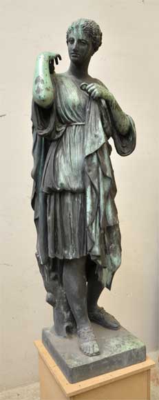 "Diane of Gabies", bronze statue by Elkington, Mason and Cie, dated from 1854