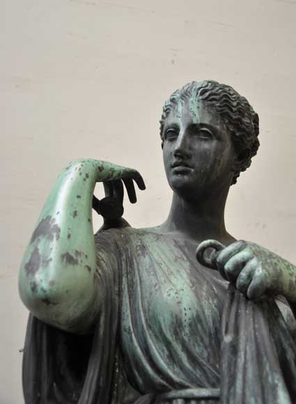 "Diane of Gabies", bronze statue by Elkington, Mason and Cie, dated from 1854
