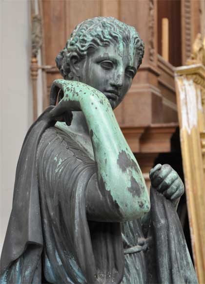 "Diane of Gabies", bronze statue by Elkington, Mason and Cie, dated from 1854