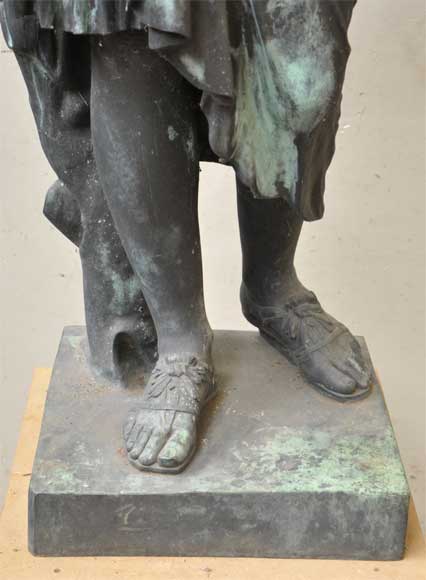 "Diane of Gabies", bronze statue by Elkington, Mason and Cie, dated from 1854