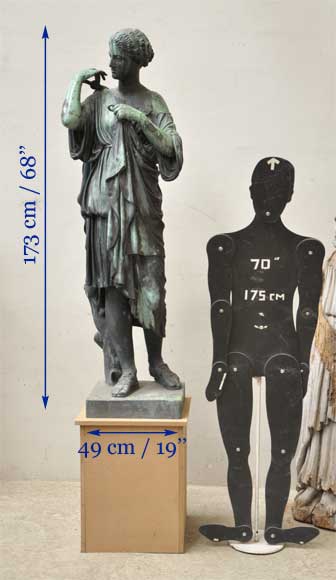 "Diane of Gabies", bronze statue by Elkington, Mason and Cie, dated from 1854