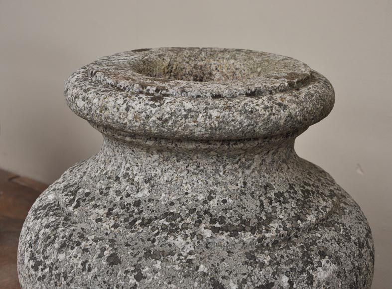 Antique pair of garden vases in granite-5